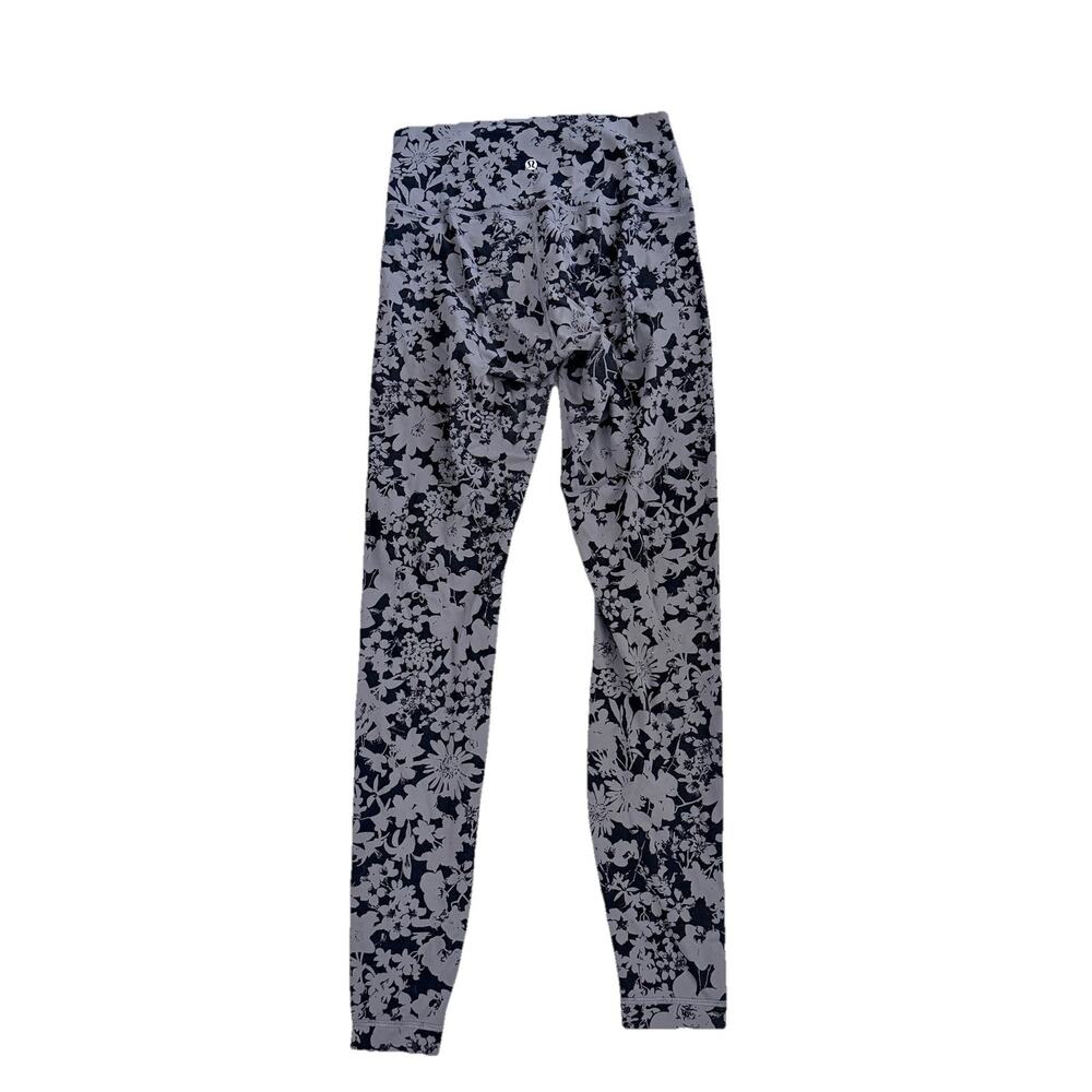 Lululemon Leggings Nebula Black Floral Print Womens 6 Athleisure EUC